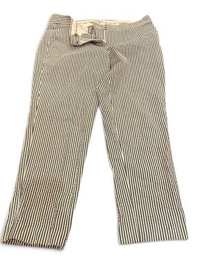 J. Crew Striped Seersucker Capris in Black and White
